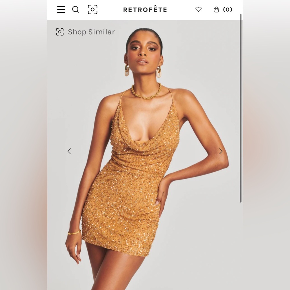 Retrofête Mich Sequin Dress in Gold